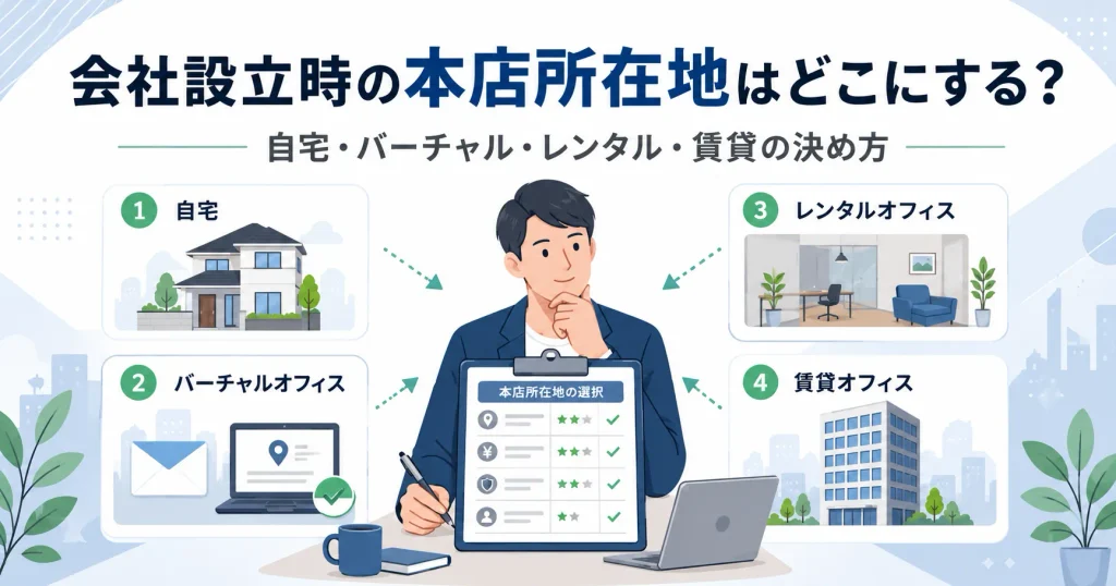 会社設立時の本店所在地はどこにする？自宅・バーチャル・レンタル・賃貸の決め方